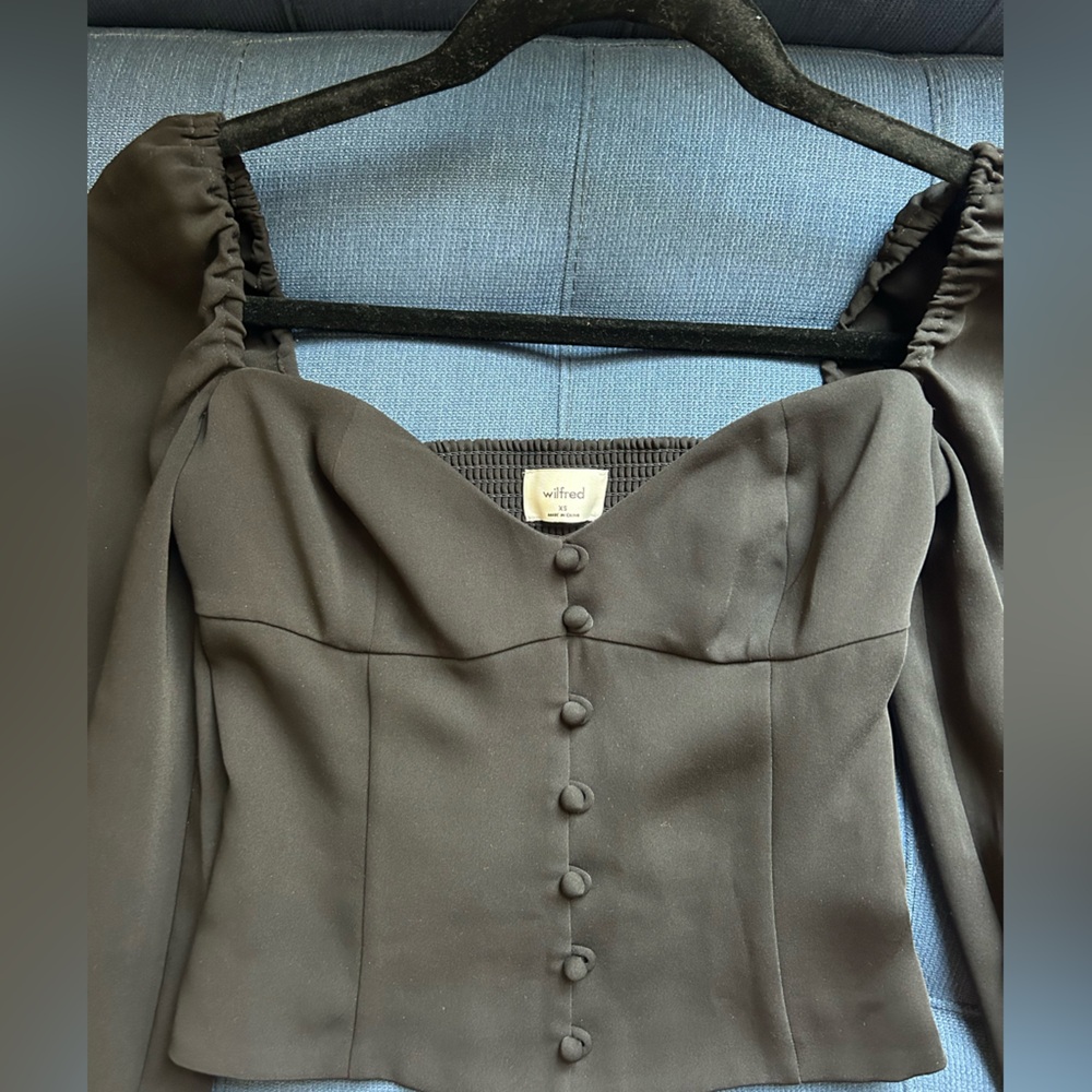 Aritzia Brown Long Sleeve Bustier Blouse